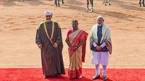 ओमान के सुल्तान हैथम बिन तारिक का राष्ट्रपति मुर्मू और प्रधान मंत्री मोदी ने औपचारिक स्वागत किया।