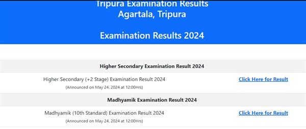 TBSE Result 2024 Live: Tripura Board 10th, 12th result declared, link available.